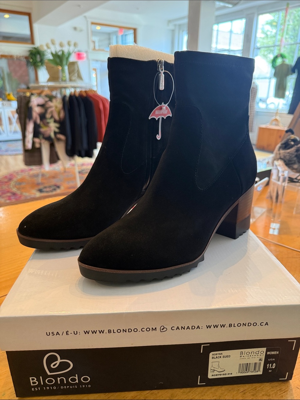 Blondo Black Suede Block Heel Ankle Booties with Side Zip